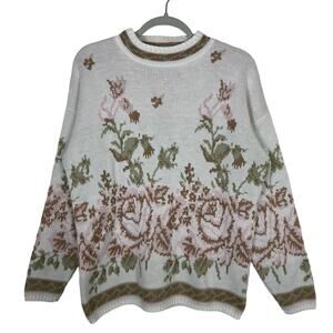 VTG Carriage Court Women’s Sz S Floral Cottagecore Grandmacore Sweater